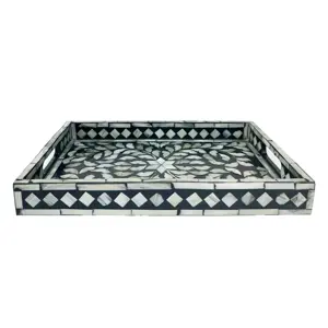Abahna Inlaid Mother Of Pearl Floral Tray